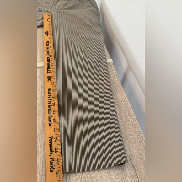 Norma Kamala Seersucker Pin Stripe Pants Taupe Cropped Cotton Blend Size 10 - Picture 5 of 10